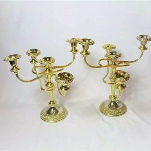 Pair of Solid Brass Vintage Candelabras